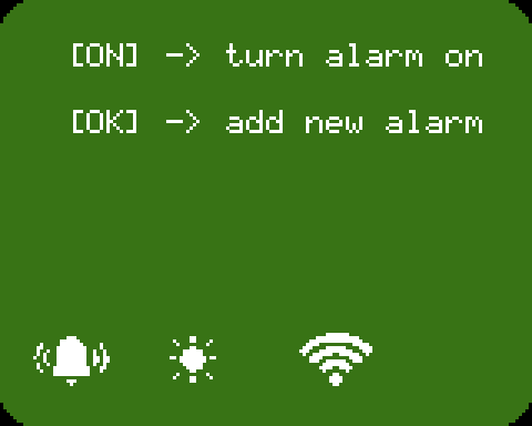 The alarm control panel, where a new alarm can be added
