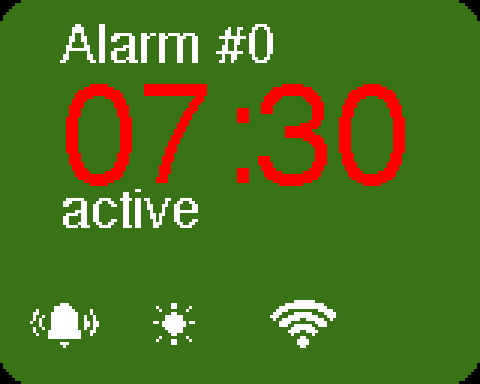 The alarm screen showing an alarm and the days it repeats