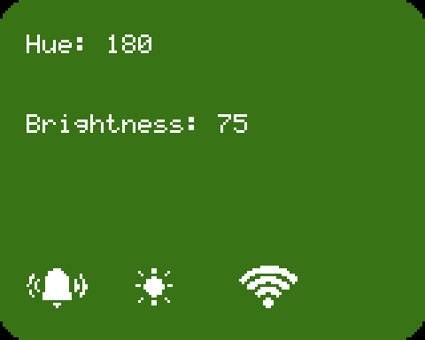 The LED screen with hue and brightness controls