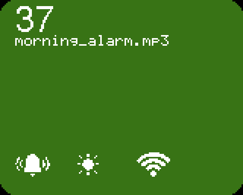The song screen listing the MP3s on the SD card